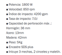 Rotomartillo sdsplus 1800 w 7.0 j total (th118366)