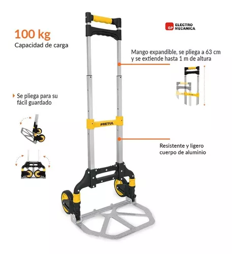 Carro de carga plegable aluminio para 100 kg dia-100 pretul