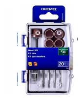 Kit 20 pcs para minitorno madera fresas y lijas dremel. (733)