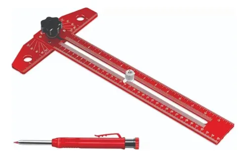 Regla T regulable multiangulo de aluminio con lapiz 14" ruhlmann (RU15544) 