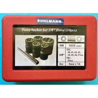 [1RLJGOSTUER38] Juego tubos saca tuercas enc 3/8 10 piezas ruhlmann (000918)