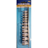 [1RLJUEBT1438RL11] Juego bocallaves 1/4" y 3/8" torx hembra 11 piezas ruhlmann (2040)