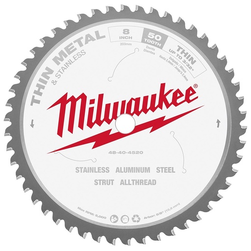 [HOCI53850MW] Hoja de sierra circular 5.3/8" z:50 metal milwaukee (48404075)