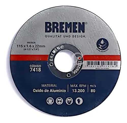[AEDI41216BR] Disco 4.1/2 corte metal 1.6 bremen oferta