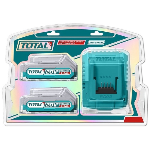 Kit 2 Baterias 20v 2.0 amp Maxshare + Cargador Total TFBCPK1222-4 