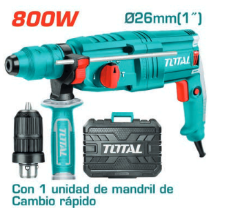 [1ttrot7m] Rotomartillo sdsplus 800w 2.5j +mandril cambio rapido Total (th308268-24) 