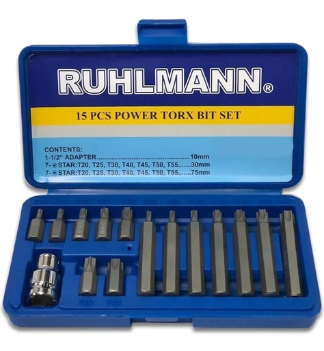 [1RLJUEB1215] Juego bocallaves 1/2" 15 piezas ruhlmann (ru2601)